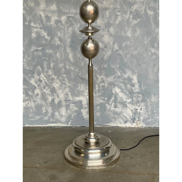 Silver French Mid Century Modern Silvered Floor Lamp For Sale - Image 8 of 8