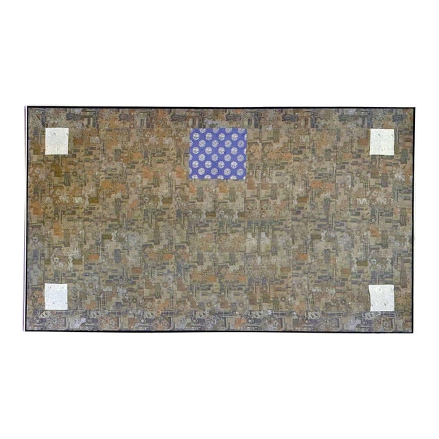 Antique Framed Japanese Silk Kesa Monk's Robe Edo Period For Sale