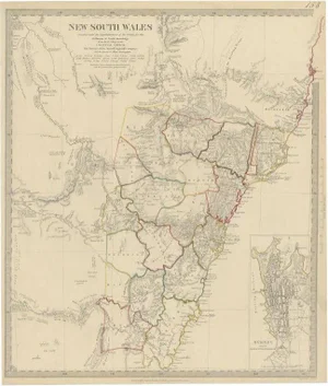Antique Map of New South Wales with an Inset of Sydney, 1833