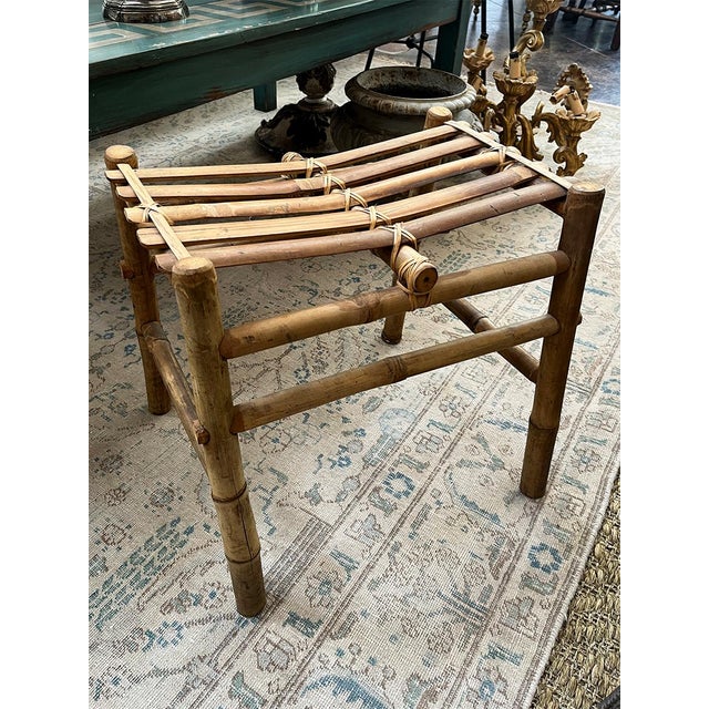 This simple stool was crafted from Vietnamese bamboo pole wood from 1980 to 1990. The piece is in overall great condition...