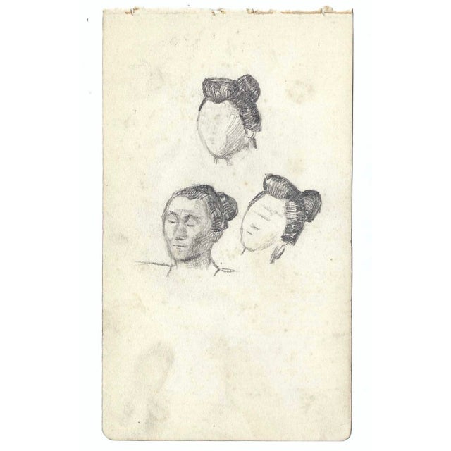 Drawing of figures with traditional hair styles by a Japanese artist. Some pages are signed by the artist Shirosu and...