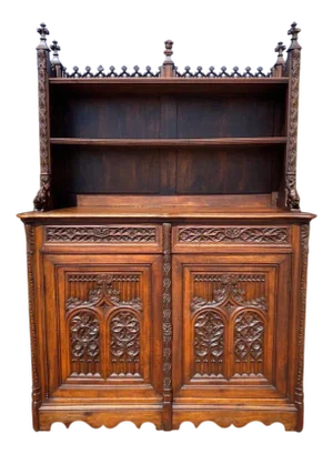 Gothic Style Walnut Sideboard/Dressboard