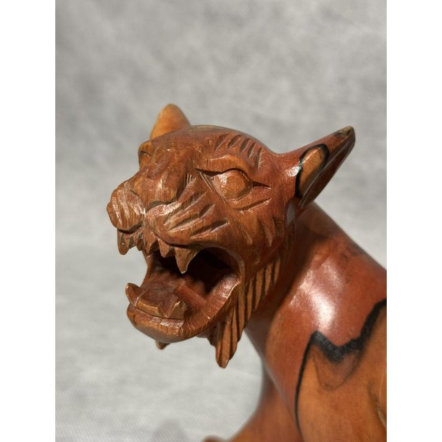 Hand-Carved Wooden Tigers, 1970s, Set of 2 For Sale - Image 11 of 13