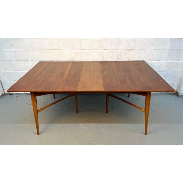 Mid 20th Century Tapered Walnut Expanding Leaf Table For Sale - Image 9 of 13