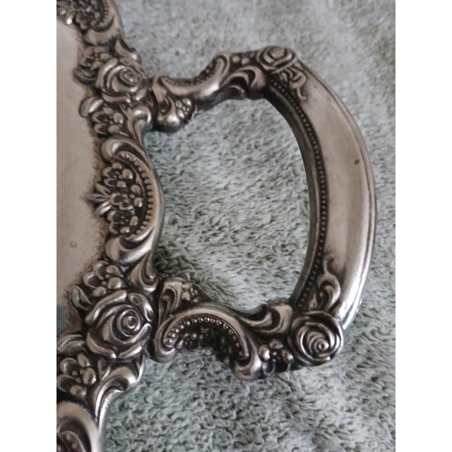 Metal Vintage 60s Round Silverplate Waiter Tray For Sale - Image 7 of 10