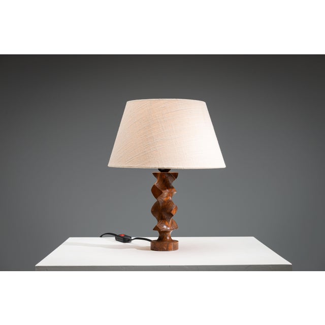Mid-Century Brutalist Wooden Table Lamp, 1960s For Sale - Image 4 of 10