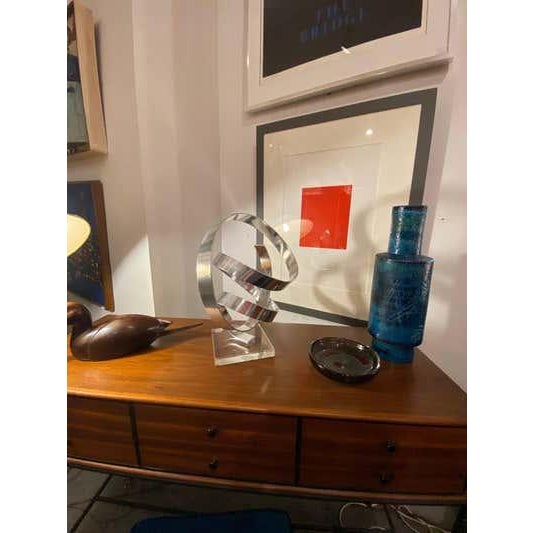 Transparent Dan Murphy Aluminum Sculpture, Mid-Century Modern, Lucite Base, 1979 For Sale - Image 8 of 8