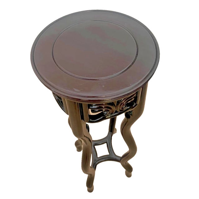 Brown Vintage Mahogany Plant Stand Pedestal Prunus Root Carved Tall Jardinière Table For Sale - Image 8 of 12