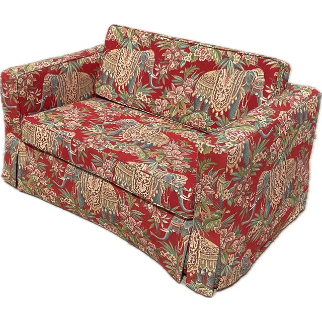 Stunning newly Reupholstered Loveseat on a vintage frame. Dead sock heavy weight tapestry fabric with an East Indian...