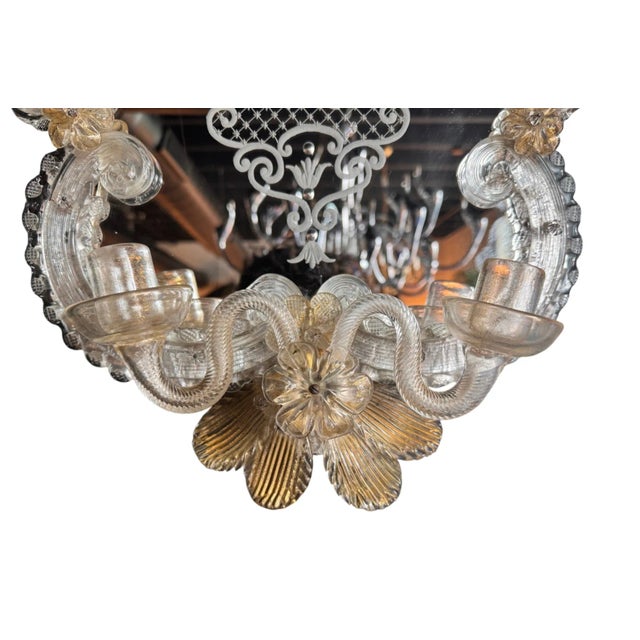 Early 20th Century Venetian Murano Art Glass Girandole Mirror For Sale - Image 9 of 15