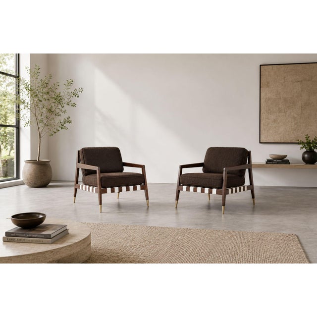 A stunning pair of lounge chairs by Edmond J. Spence for Urban-Aire Group, c. 1950s, meticulously restored by Stamford...