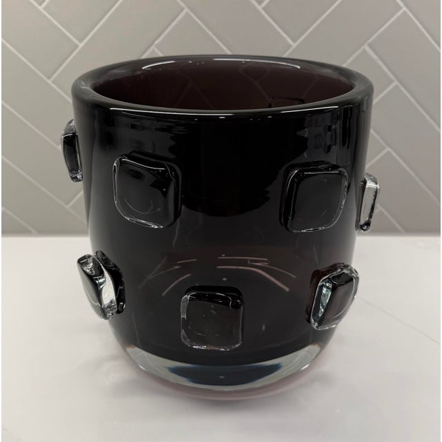 Contemporary Studio a Home by Global Views Plum Polish Art Glass Ingot Vase / Cachepot - Size Small For Sale - Image 3 of 10