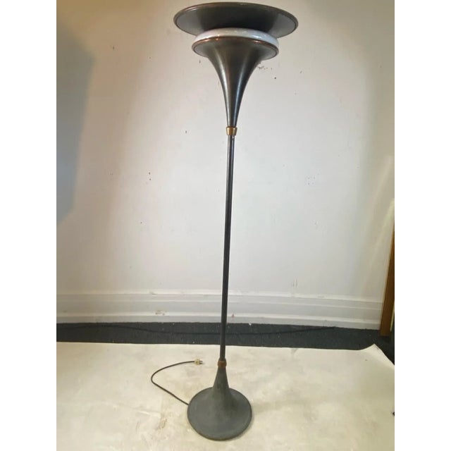 Unusual Graceful Flora Form Design Double Tier Torchiere Lamp With 3 Setting Mogul Bulb Top And Florescent Ring Center...