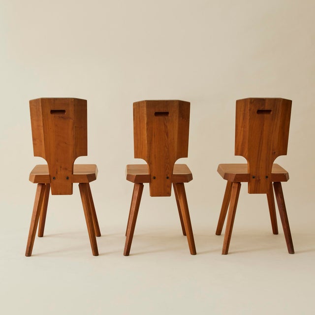 Pierre Chapo "S28" Solid Wood Elm Dining Chairs for Atelier Pierre Chapo, Set of 6, 1960's For Sale In New York - Image 6 of 11