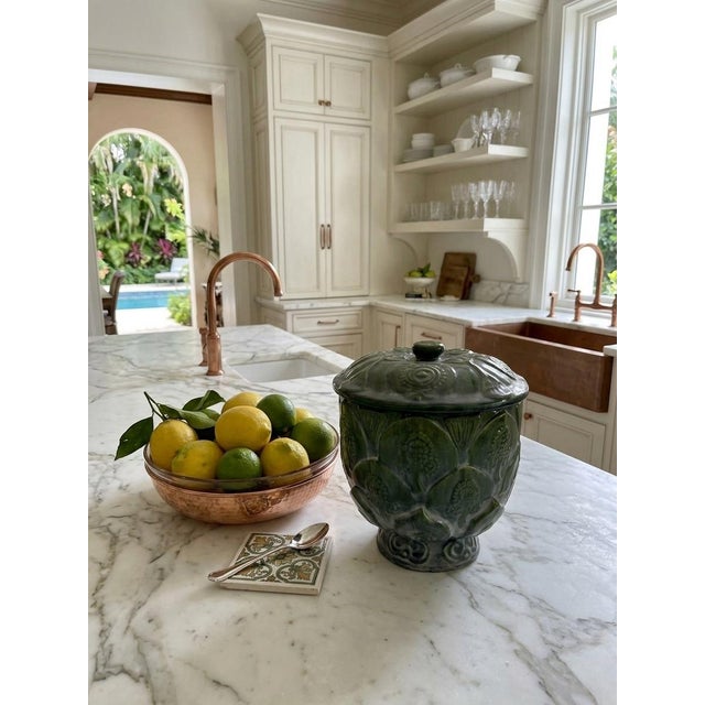 Ceramic Vintage Mid-Century Modern Artichoke Footed Ceramic Jar With Lid For Sale - Image 7 of 10