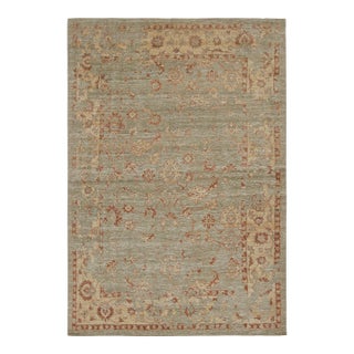 2010s Rug & Kilim’s Oushak Style Rug in Green With Gold and Rust Floral Patterns For Sale