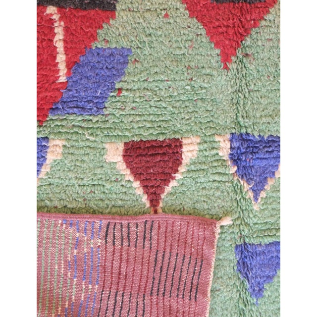 Green Wool Rug With Abstract Berber Motifs - 9.2 X 5.4 Ft For Sale In Cleveland - Image 6 of 8