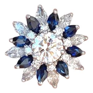 Vintage 14k Gold Gia Certified Diamond & Sapphire Ring