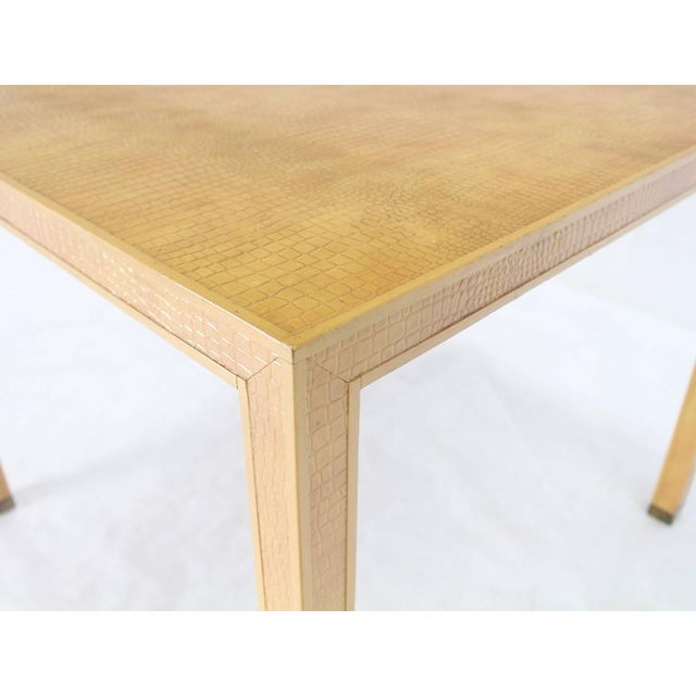 Faux Alligator Crocodile Snake Skin Square Dining Game Table Brass Feet For Sale - Image 4 of 8
