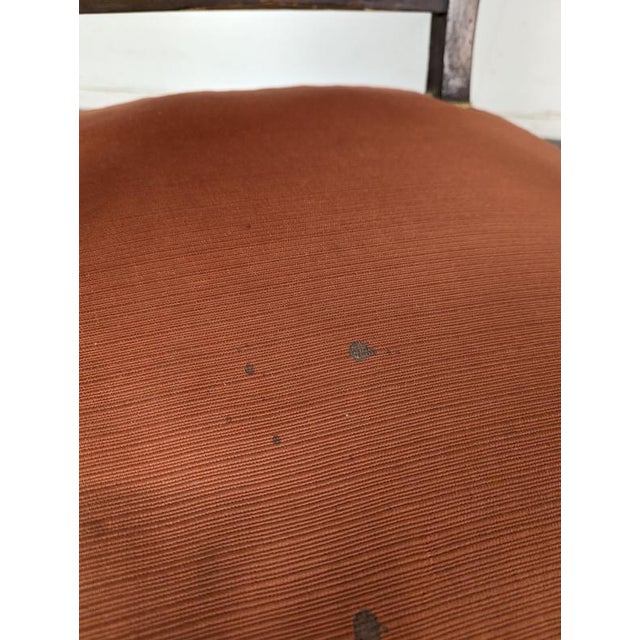 Textile Restoration Mahogany Armchair with Curved Armrests and Orange Fabric For Sale - Image 7 of 10