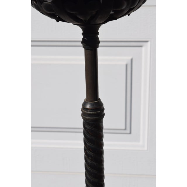 Antique Mid 19th Century Adjustable Wrought Iron Floor Oil Lamp Marked Duplex & B&H Mfg For Sale - Image 9 of 12