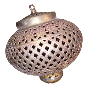 1960s Vintage Solid Brass Hanging Moroccan Pierced Lantern/Pendant Lamp