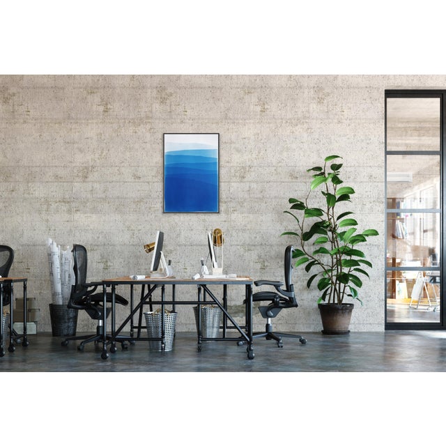 2026, Minimalist Panorama, Blue Mountains, Handmade Monotype Cyanotype Landscape in Blue Tones For Sale In Miami - Image 6 of 8