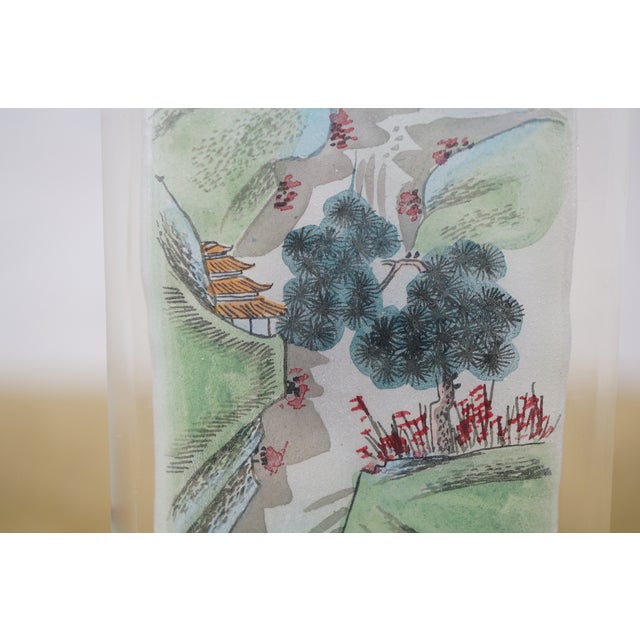 Antique Chinese Chinoiserie Reverse Painted Tobacco Snuff Bottle 3.5" For Sale - Image 13 of 16