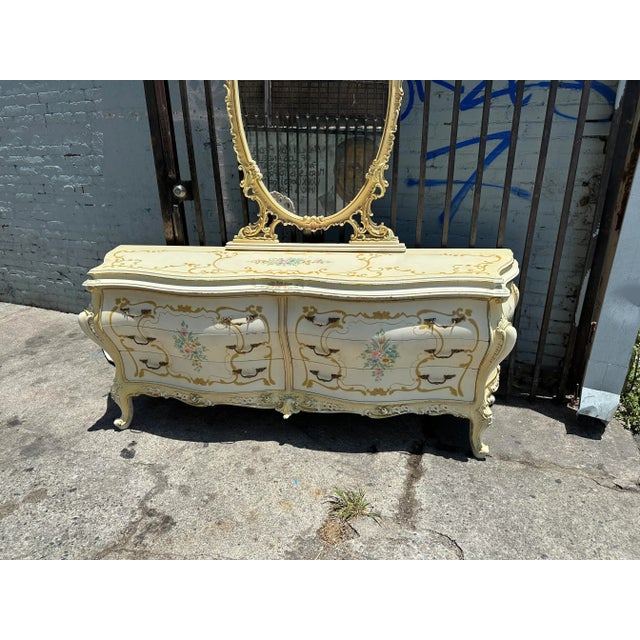 Italian Mirror With Dresser 6 Drawers Italy Rococo Baroque Victorian French Louis