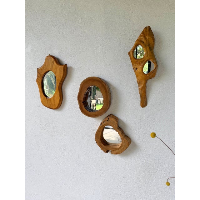 Brutalist Organic Wooden Mirrors, 1950s, Set of 4 For Sale - Image 12 of 18