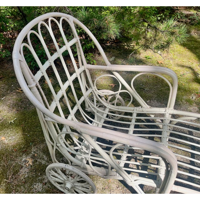 Bamboo Chaise Lounge 1950s White Patio Sunlounger For Sale In Providence - Image 6 of 6