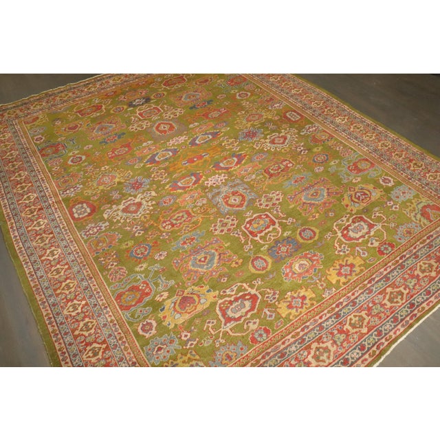 Green Late 19th Century Zabihi Collection Green Sultanabad Rug For Sale - Image 8 of 12