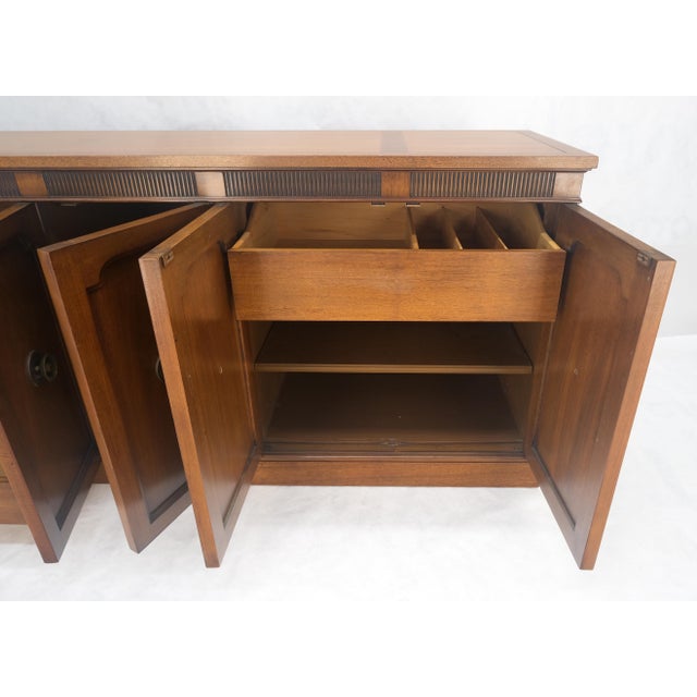 Fine Mid Century Modern Brown Mahogany 5 Doors Compartment Drawers Credenza MINT For Sale - Image 10 of 12