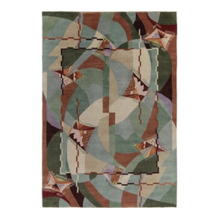Rug & Kilim Chinese Style Art Deco Rug in Green, Blue & Brown Patterns - 12'x15' For Sale