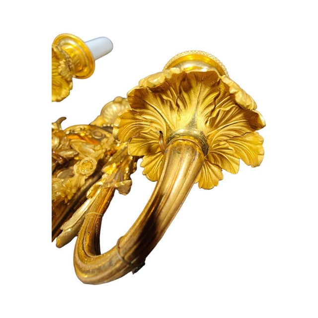 Metal Italian Empire Sconces in Gilded Bronze, 1750s, Set of 2 For Sale - Image 7 of 14