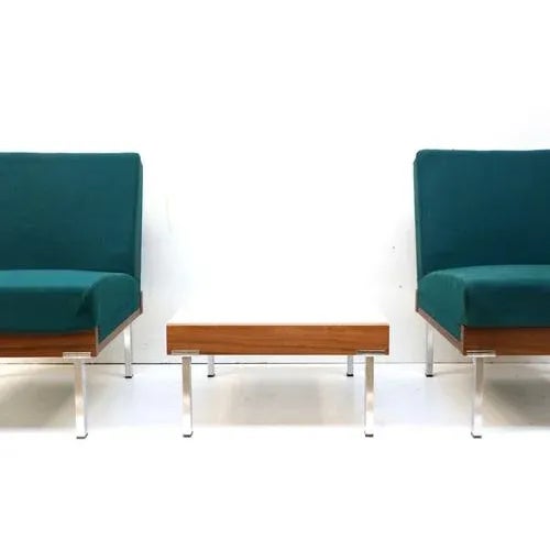 Vintage Chairs and Coffee Table, 1960s, Set of 3 For Sale - Image 5 of 9