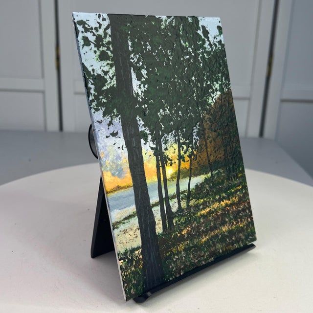 2020s Evening Falls Nature Theme Acrylic Painting 5" X 7" Wall Art Decor Unframed For Sale - Image 5 of 7