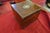 19th-century cigar humidor inlaid with burl wood, precious woods, and brass in excellent condition 21 x 19 x 16 cm...