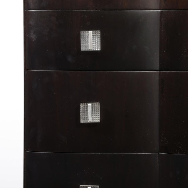 Art Deco Ebonized Walnut High Chest With Molded Lucite Pulls For Sale In New York - Image 6 of 12