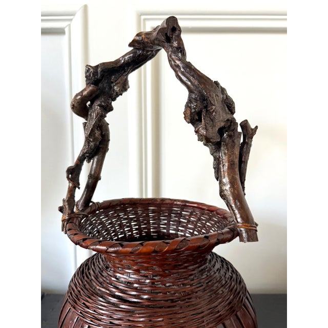 Japanese Bamboo Basket Ikebana Meiji Period For Sale - Image 10 of 12