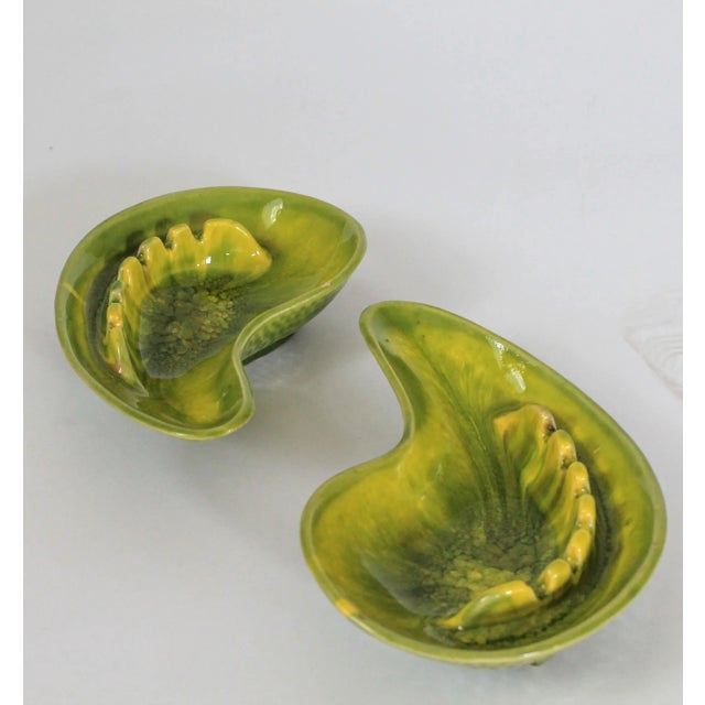 Avocado Pair of Ceramic Avocado Green Retro Ashtrays For Sale - Image 8 of 8