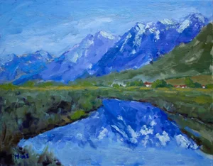 Winterscape, Nevada Landscape Oil Painting