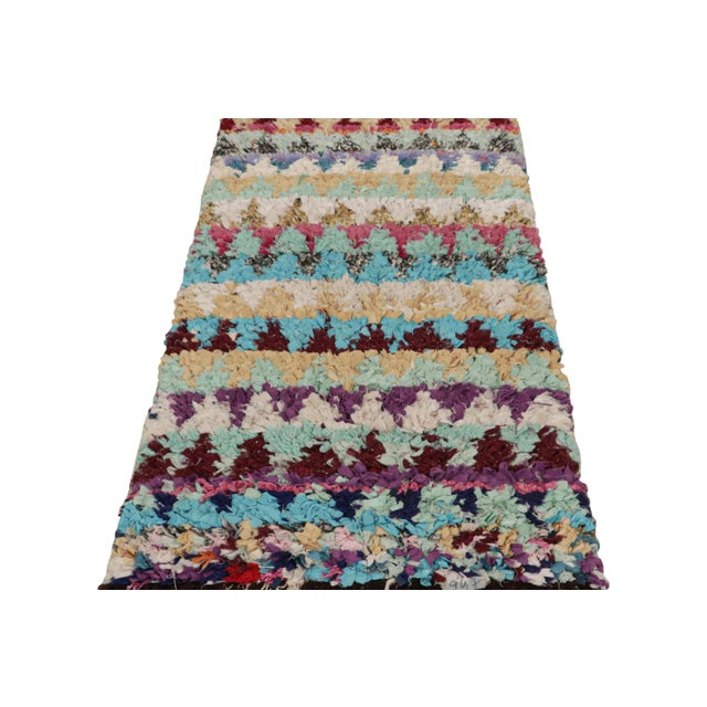 Traditional 1950s Vintage Azilal Moroccan Boucherouite Rug With Chevron Patterns From Rug & Kilim For Sale - Image 3 of 7