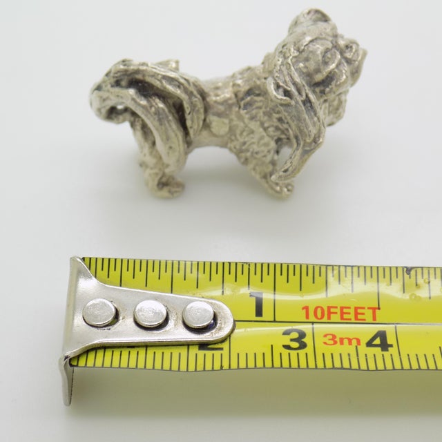 Vintage Italian Handmade Genuine Silver 1950s Pekingese Dog Figurine Miniature For Sale - Image 11 of 11