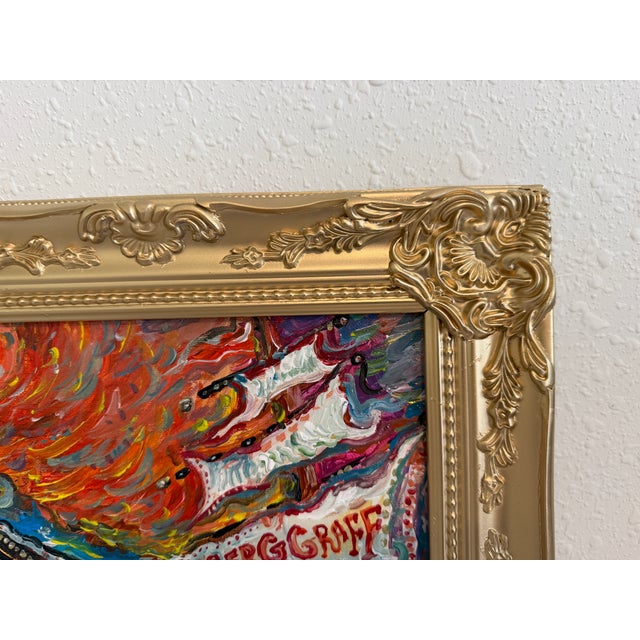 Nautical Serg Graff Original “Needleton” Acrylic Ship Painting | Gold Frame | Nautical For Sale - Image 3 of 8