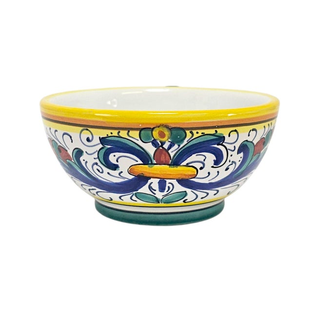Late 20th Century Late 20th Century Italian Labor Deruta Hand-Painted Maiolica Cups and Saucers, Set of 4 For Sale - Image 5 of 18
