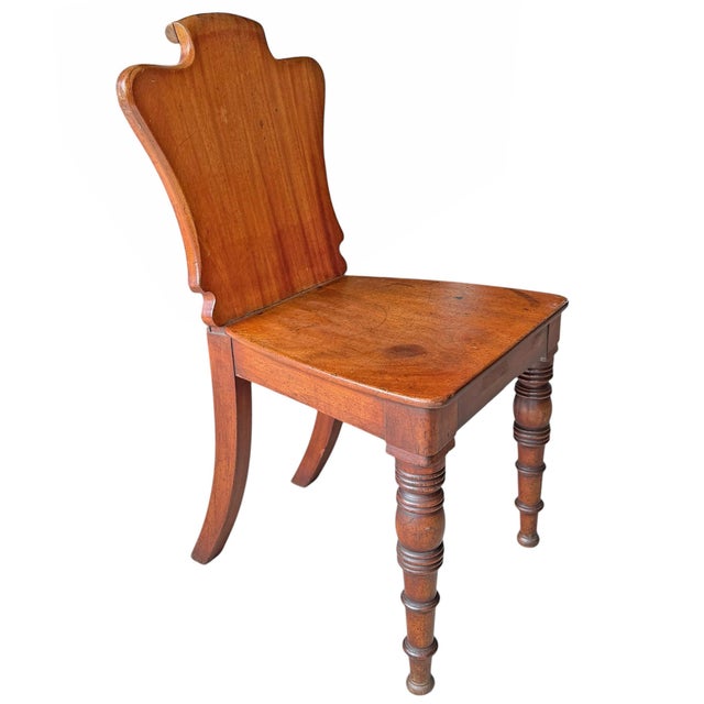 Wood Pair of 19th Century Georgian Hall Chairs For Sale - Image 7 of 17