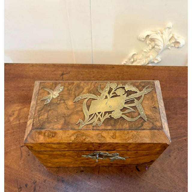 Antique Victorian Burr Walnut Tea Caddy, 1850 For Sale - Image 9 of 12