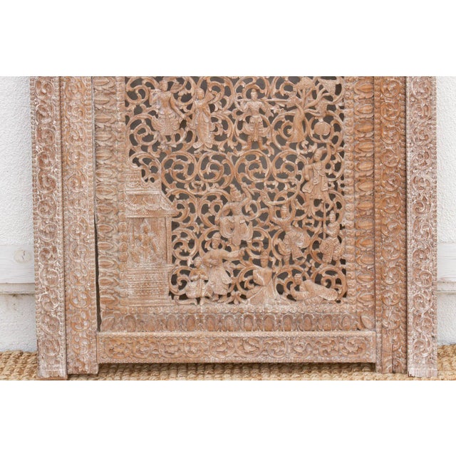 Mandalay Screen Antique Double Sided Pierced Carving Panel For Sale In Los Angeles - Image 6 of 14