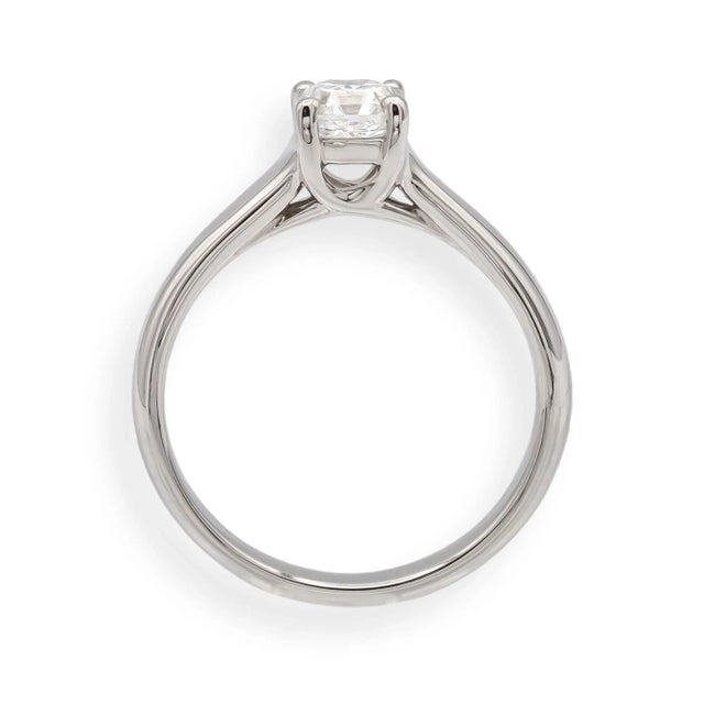 White Tiffany & Co. .54 Ct Lucida Cut Diamond Engagement Ring G-H, Vvs2-Vs1 Igi Cert, Size 4.5 For Sale - Image 8 of 12
